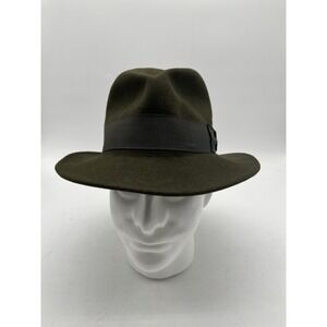 Vtg ORVIS Made in USA 100% Wool Lite Felt Packable Fedora Hat -‎ Green - Small